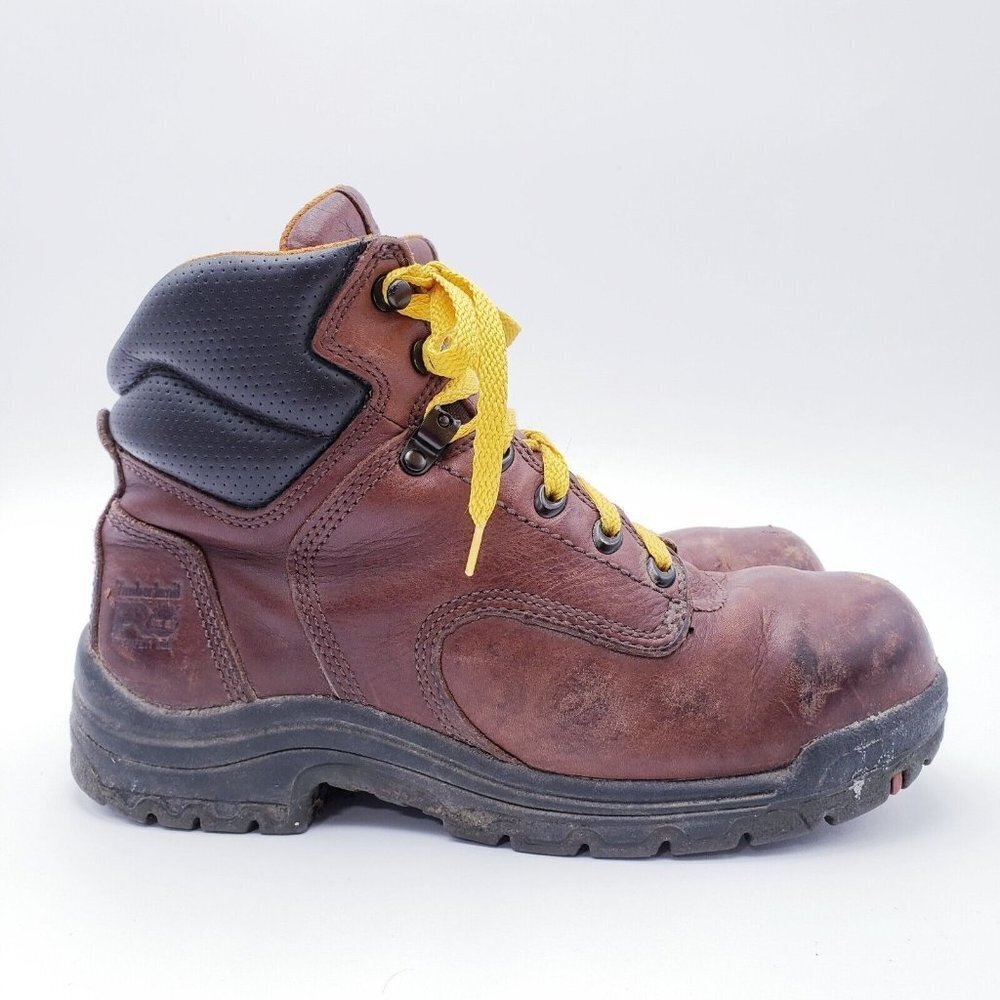 Timberland‎ PRO Work Boots Brown Leather Steel Toe Lace Up 8.5M